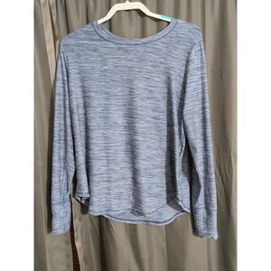 DSG Mens L Blue Heather Long Sleeve Performance Shirt Athletic Stretch